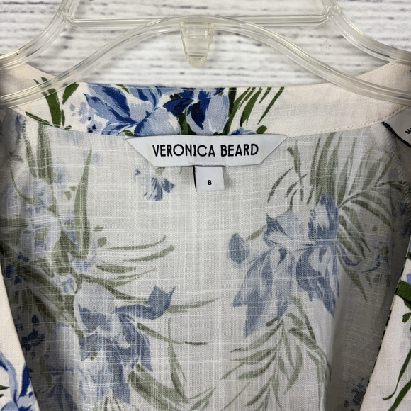 Veronica Beard Dewey Floral Cotton Gauze Dress v-Neck Belted tiered Mini Size 8 - Picture 4 of 8